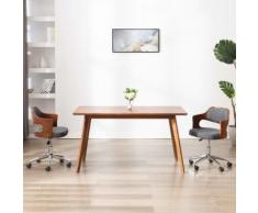 vidaXL Chaise pivotante de bureau Gris Bois courbé et tissu