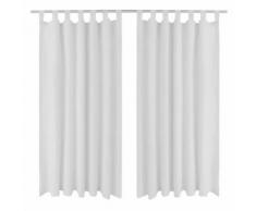 vidaXL 2 pcs Rideau à Passant Micro Satin Blanc 140 x 245 cm