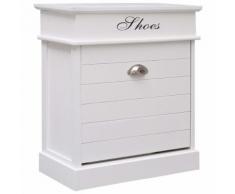 vidaXL Armoire à chaussures Blanc 50 x 28 x 58 cm Bois de Paulownia
