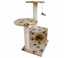 vidaXL Arbre à chat de 70cm en beige avec motif d'empreinte de patte