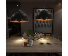 vidaXL 2 pcs Plafonniers Noir et doré Semi-sphérique 40 cm E27