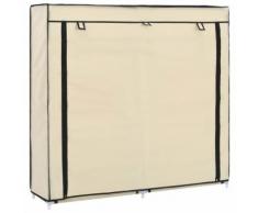 vidaXL Armoire à chaussures avec housse Crème 115x28x110 cm Tissu