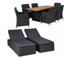 vidaXL Salon de jardin 9 pcs Résine tressée Noir