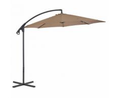 vidaXL Parasol en porte-à-feux avec poteau en acier 300 cm Taupe