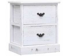 vidaXL Table de chevet Blanc 38x28x45 cm Bois de Paulownia