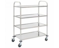 vidaXL Chariot de cuisine à 4 niveaux 107x55x125 cm Acier inoxydable