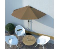 vidaXL Parasol de balcon avec mât en aluminium Taupe 270x135 cm Demi