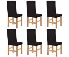 vidaXL housse de chaise en polyester tricoté extensible 6 pcs marron