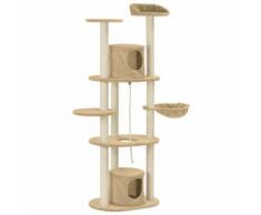 vidaXL Arbre à chat avec griffoirs en sisal Beige 160 cm