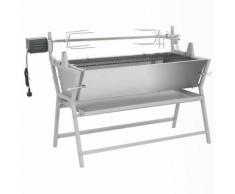 vidaXL Broche à rôtir de barbecue Fer et acier inoxydable