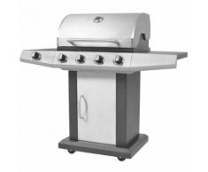 vidaXL Barbecue à gaz 4 + 1 zone de cuisson Noir et argenté