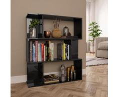 vidaXL Bibliothèque/Séparateur de pièce Noir brillant 80x24x96 cm