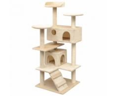 vidaXL Arbre à chat avec griffoirs en sisal 125 cm Beige
