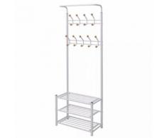 vidaXL Porte-manteau avec rangement de chaussures 68x32x182,5cm Blanc