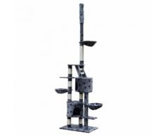 vidaXL Arbre à chat XL 230-260 cm en gris avec motif d'empreinte de patte