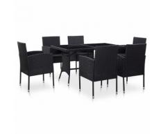 vidaXL Salon de jardin 7 pcs Résine tressée Noir