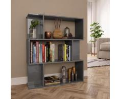 vidaXL Bibliothèque/Séparateur de pièce Gris brillant 80x24x96 cm