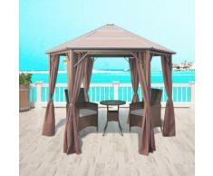 vidaXL Tonnelle avec rideaux Aluminium Marron 310 x 270 x 265 cm