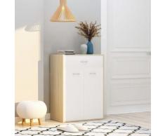 vidaXL Armoire à chaussures Blanc et Chêne sonoma 60x35x84cm Aggloméré