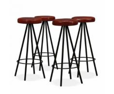 vidaXL Tabourets de bar 4 pcs Cuir véritable