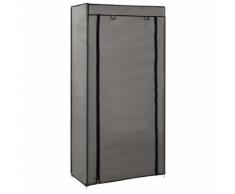 vidaXL Armoire à chaussures avec housse Gris 58x28x106 cm Tissu
