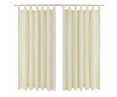 vidaXL 2 pcs Rideau à Passant Micro Satin Crème 140 x 225 cm