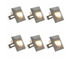 vidaXL Appliques murales LED d'extérieur 6 pcs 5 W Argenté Carré