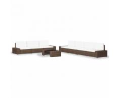 vidaXL Salon de jardin 8 pcs Résine tressée Marron