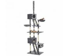 vidaXL Arbre à chat avec griffoir en sisal 230-260cm Gris Motif pattes