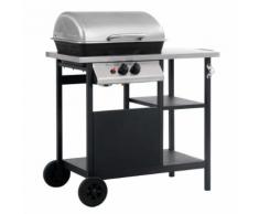 vidaXL Barbecue à gaz avec tablette à 3 couches Noir et argenté