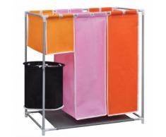 vidaXL Panier à linge à 3 sections avec un bac de lavage