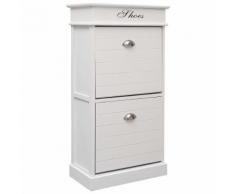 vidaXL Armoire à chaussures Blanc 50 x 28 x 98 cm Bois de Paulownia