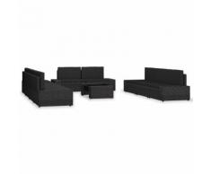 vidaXL Salon de jardin 10 pcs Résine tressée Noir