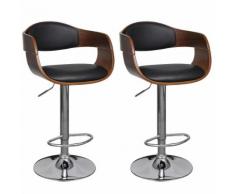 vidaXL Tabourets de bar 2 pcs Bois courbé et similicuir