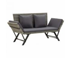 vidaXL Banc de jardin avec coussins 176 cm Gris Résine tressée
