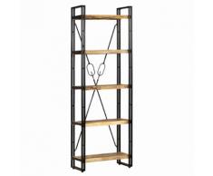 vidaXL Bibliothèque 5 niveaux Bois de manguier et acier 60x30x180 cm