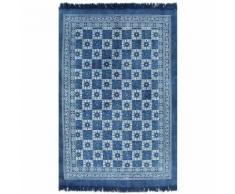 vidaXL Tapis Kilim Coton 120 x 180 cm avec motif Bleu