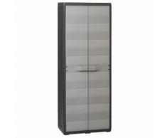 vidaXL Armoire de rangement de jardin avec 3 étagères Noir et gris
