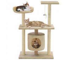 vidaXL Arbre à chat avec griffoir en sisal 95 cm Beige