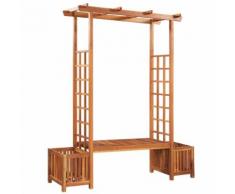 vidaXL Pergola de jardin avec banc et jardinière Bois d'acacia massif