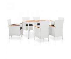 vidaXL Salon de jardin 7 pcs Résine tressée Blanc