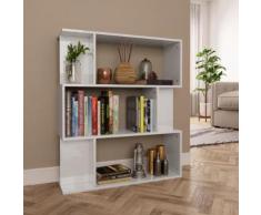 vidaXL Bibliothèque/Séparateur de pièce Blanc brillant 80x24x96 cm