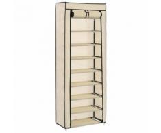 vidaXL Armoire à chaussures avec housse Crème 57x29x162 cm Tissu