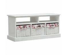 vidaXL Banc d'entrée avec 3 paniers Blanc Bois