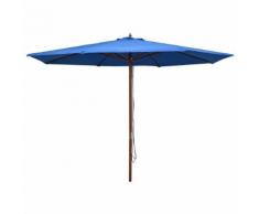 vidaXL Parasol d'extérieur avec mât en bois 350 cm Bleu