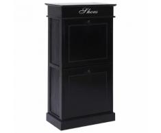 vidaXL Armoire à chaussures Noir 50 x 28 x 98 cm Bois de Paulownia
