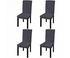 vidaXL Housse de chaise droite extensible 4 pcs anthracite