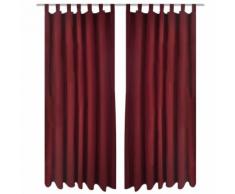 vidaXL 2 pcs Rideau à Passant Micro Satin Bordeaux 140 x 175 cm