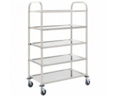 vidaXL Chariot de cuisine à 5 niveaux 107x55x147 cm Acier inoxydable