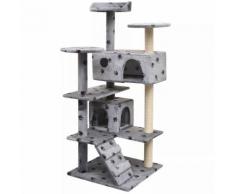 vidaXL Arbre à chat et griffoir Sisal 125 cm Empreintes de pattes Gris